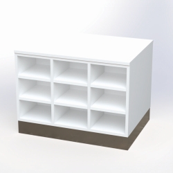 Sit-Over Benches, Melamine, usable on both sides, with stainless steel plinth